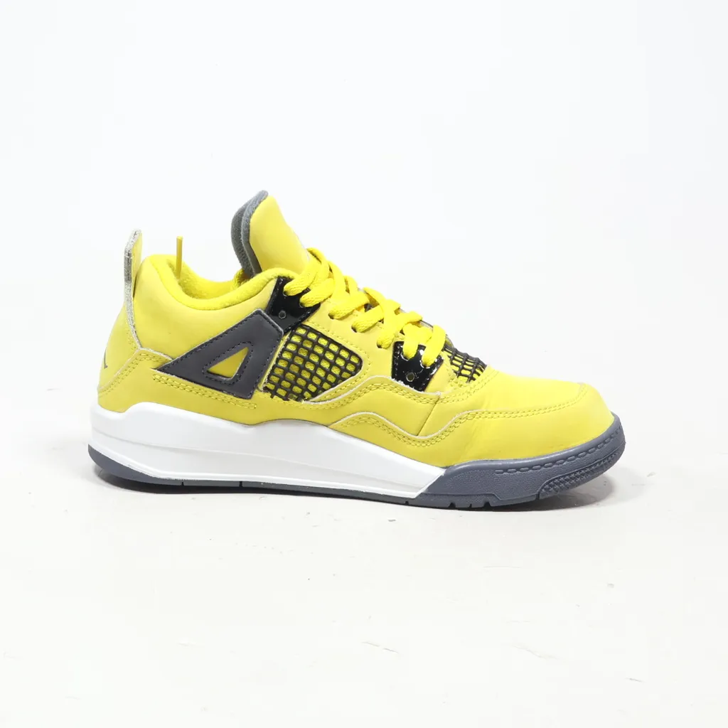 Air Jordan Preschool 4 Retro Sneakers Leather Yellow Color For Kids