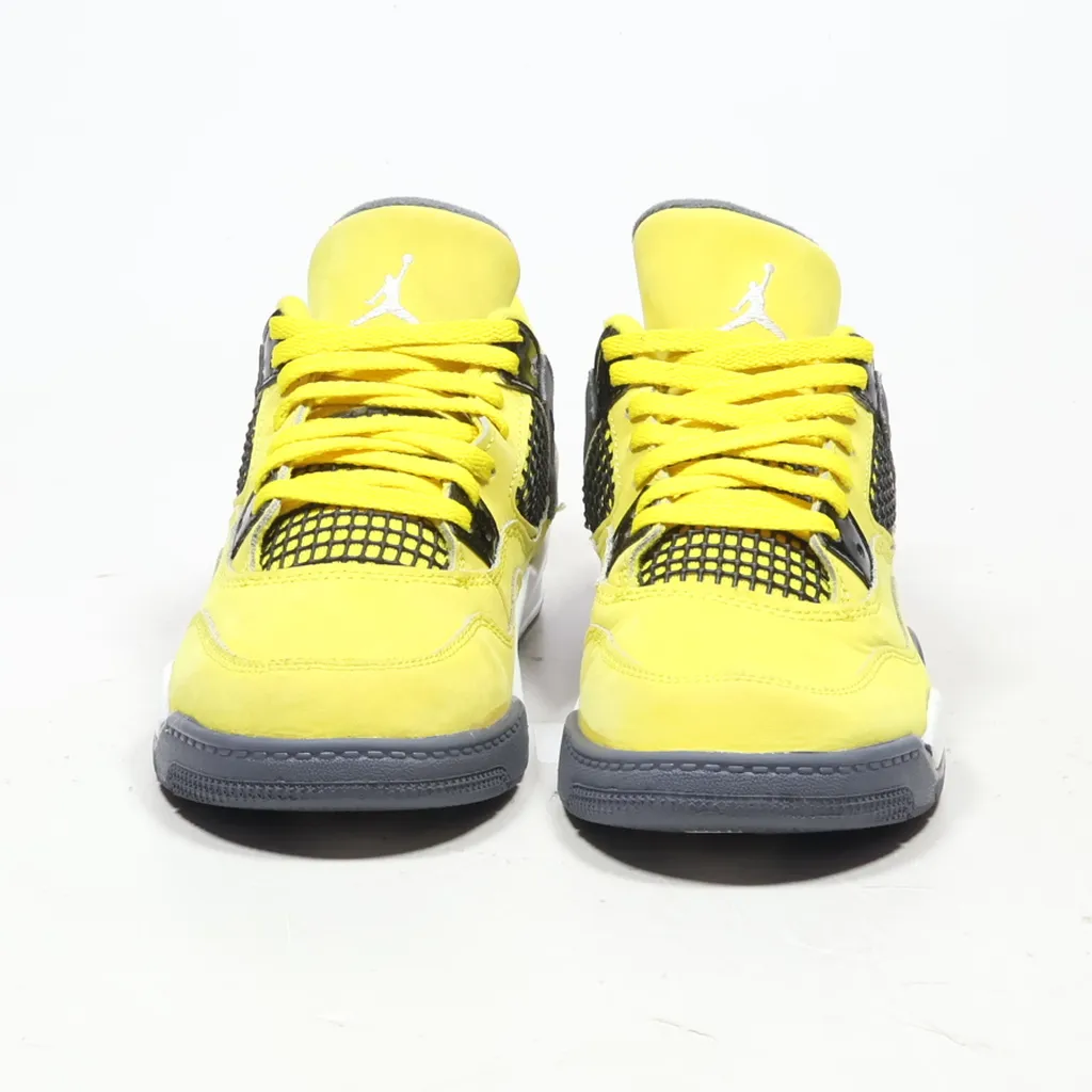 Air Jordan Preschool 4 Retro Sneakers Leather Yellow Color For Kids