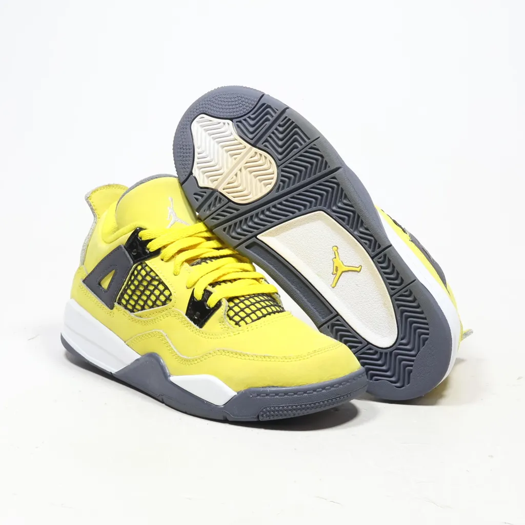 Air Jordan Preschool 4 Retro Sneakers Leather Yellow Color For Kids