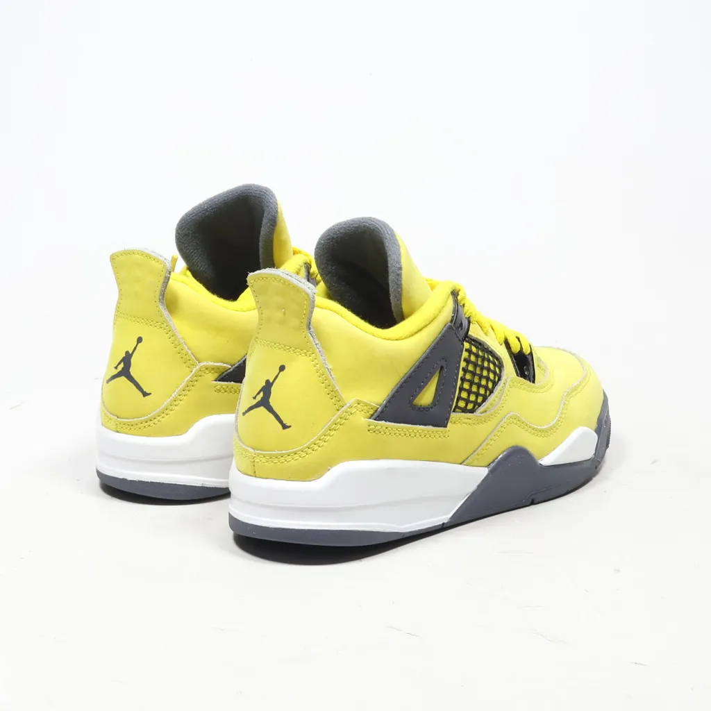 Air Jordan Preschool 4 Retro Sneakers Leather Yellow Color For Kids