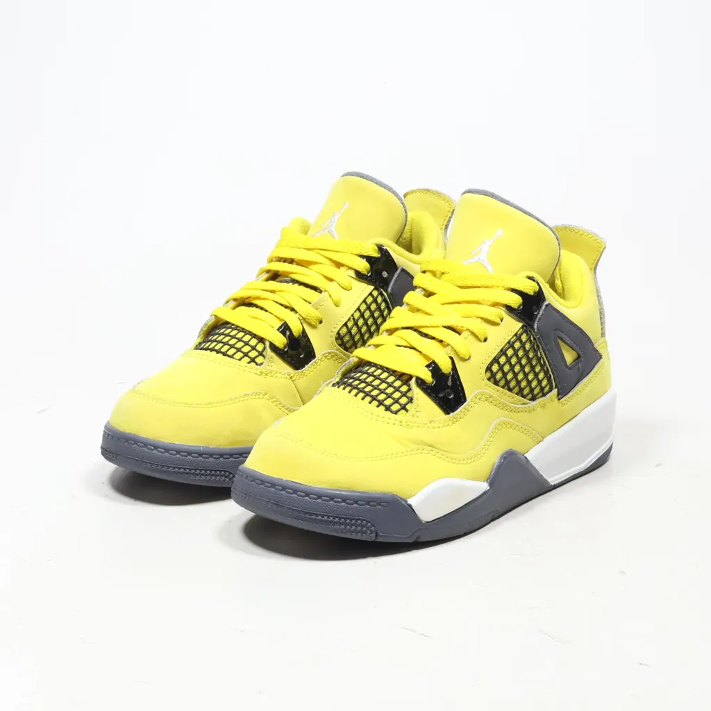 Air Jordan Preschool 4 Retro Sneakers Leather Yellow Color For Kids