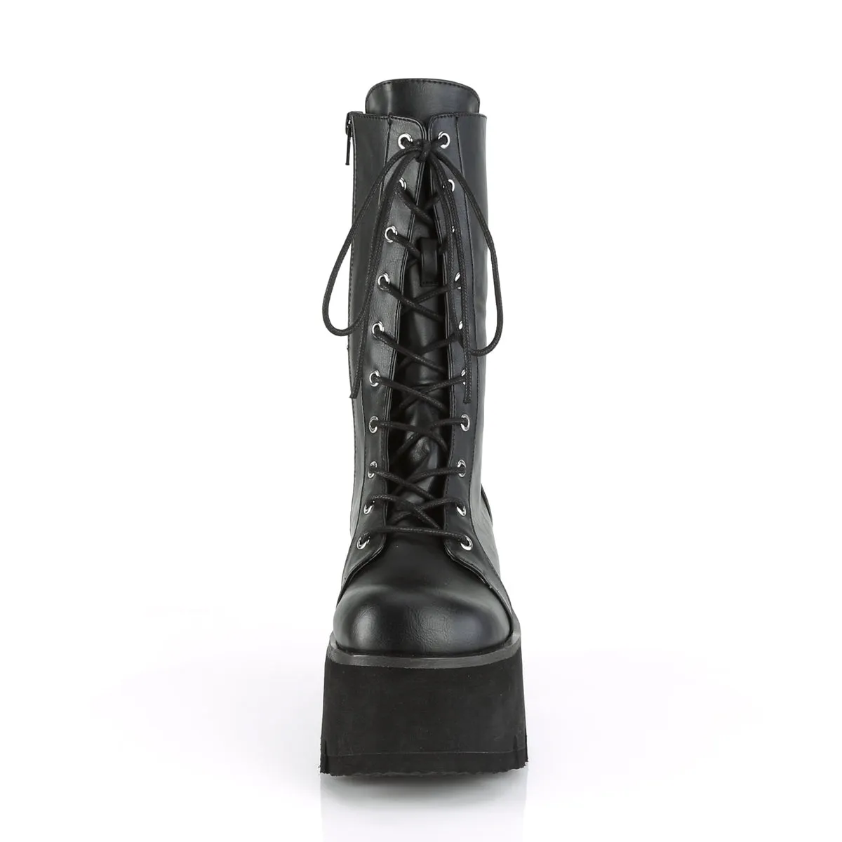 ASHES-105 Demoniacult Alternative Footwear Women's Lace Up Calf High Boots