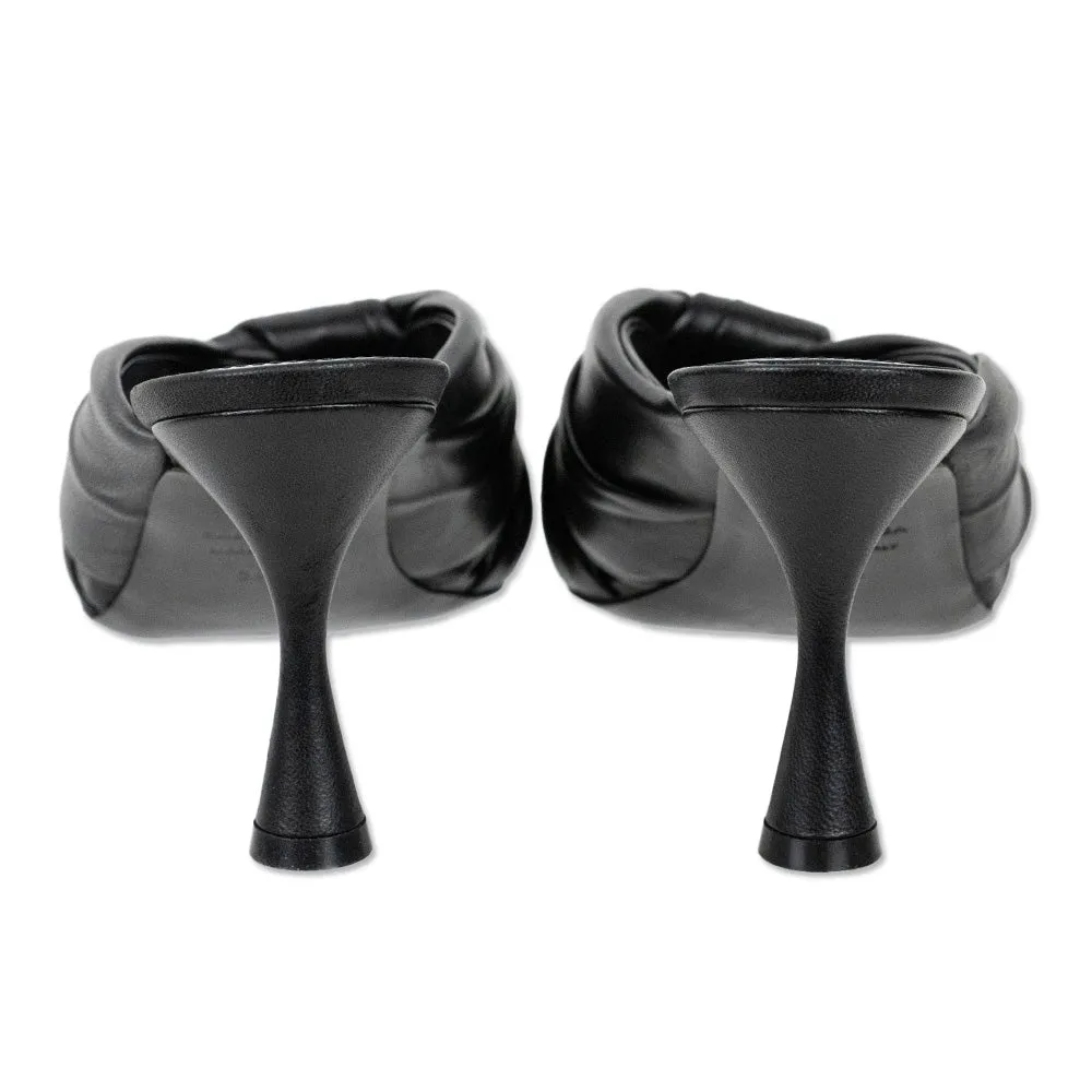 Balenciaga Drapy Black Leather Mule Sandal