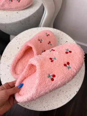 Cherry Fluffy Slippers