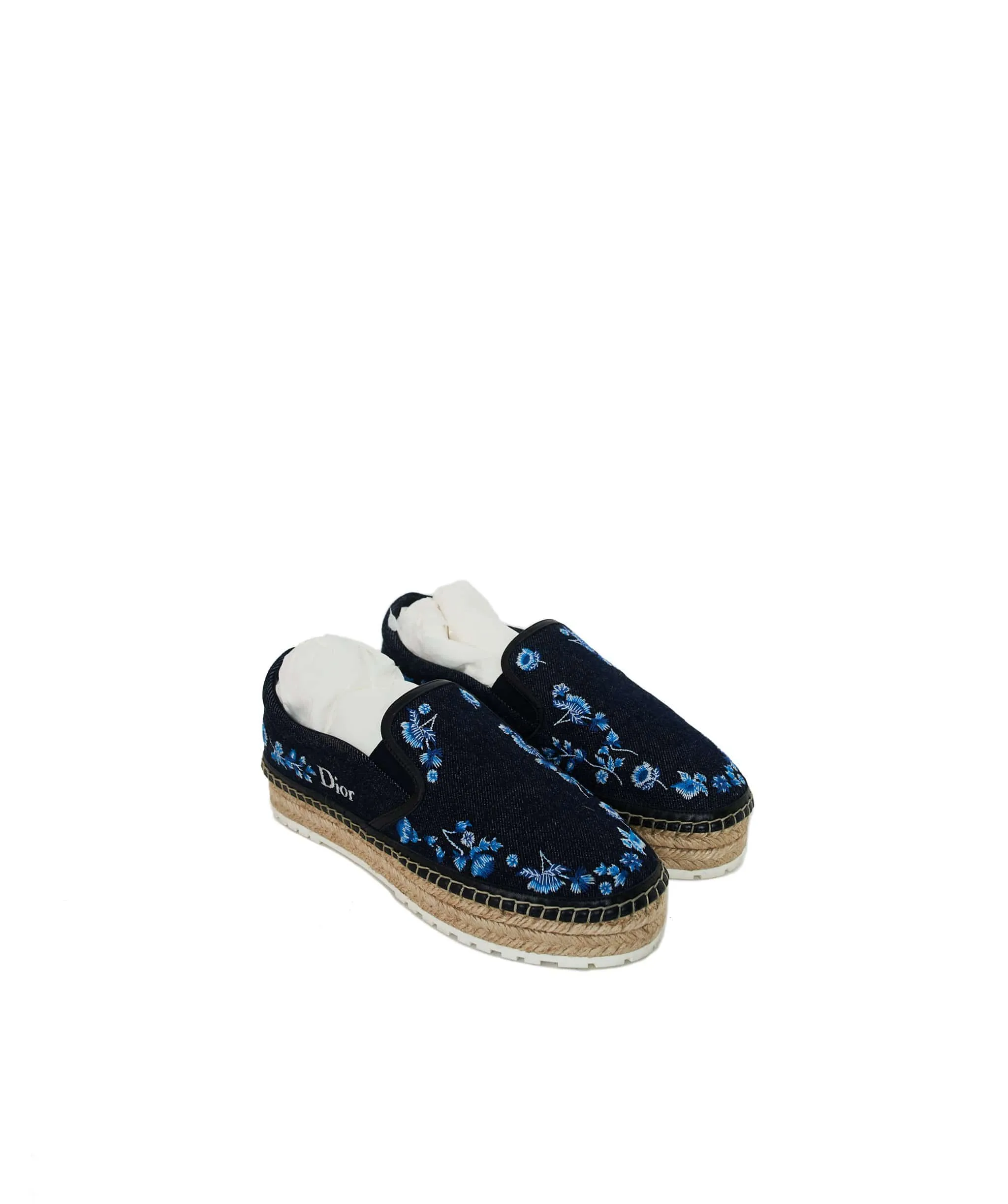 Christian Dior Floral Embroidered Denim Espadrilles - ADC1011