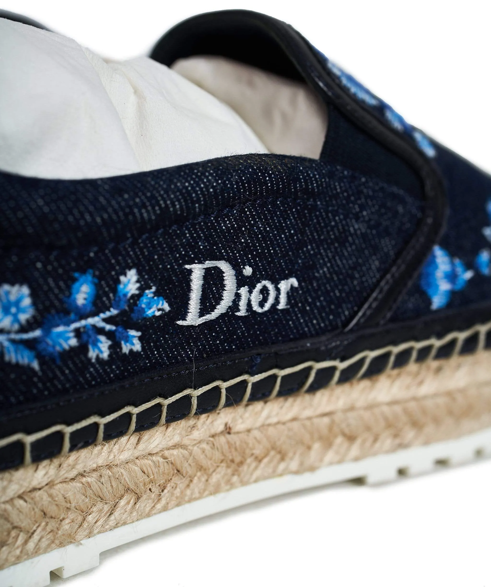 Christian Dior Floral Embroidered Denim Espadrilles - ADC1011