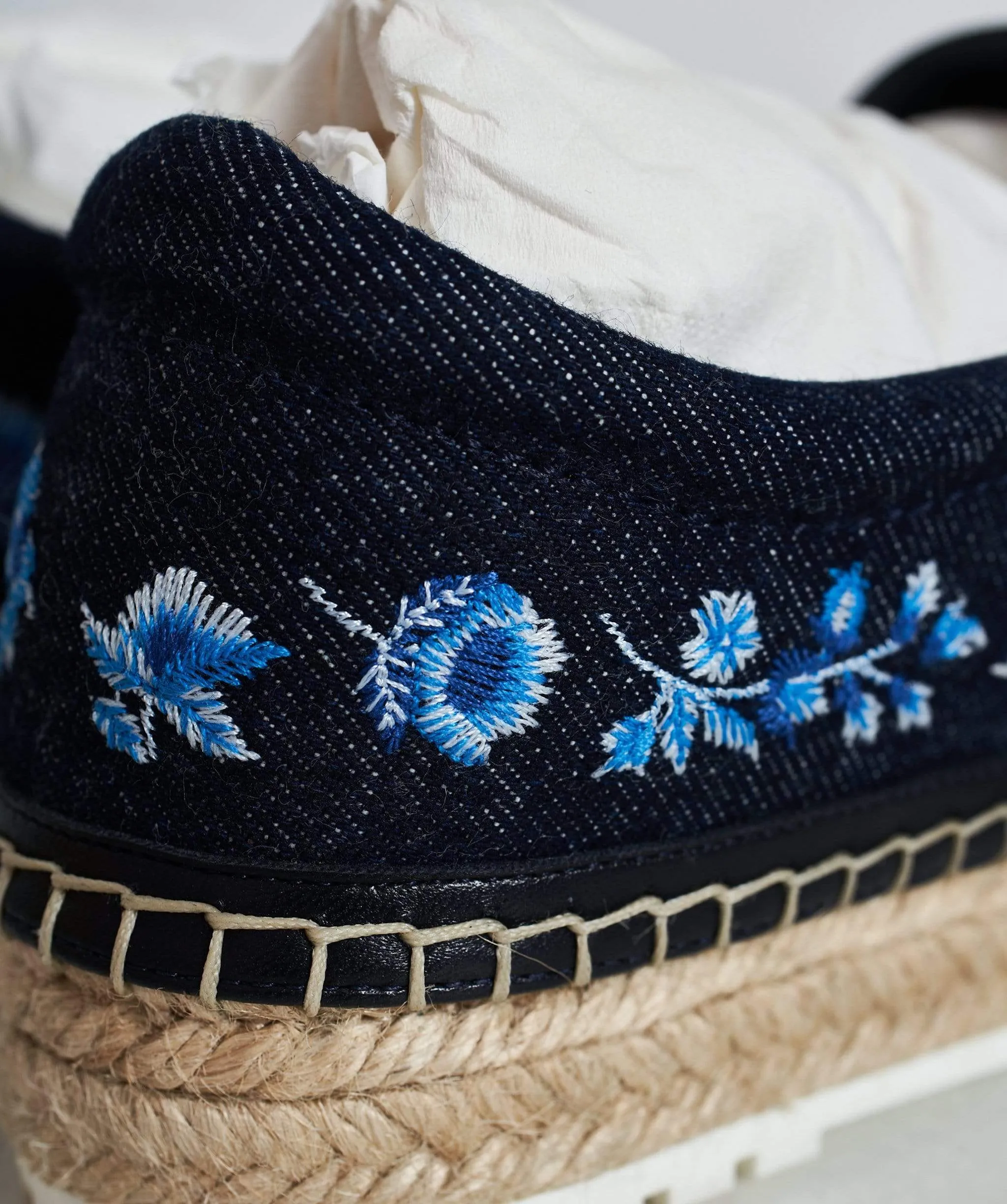 Christian Dior Floral Embroidered Denim Espadrilles - ADC1011
