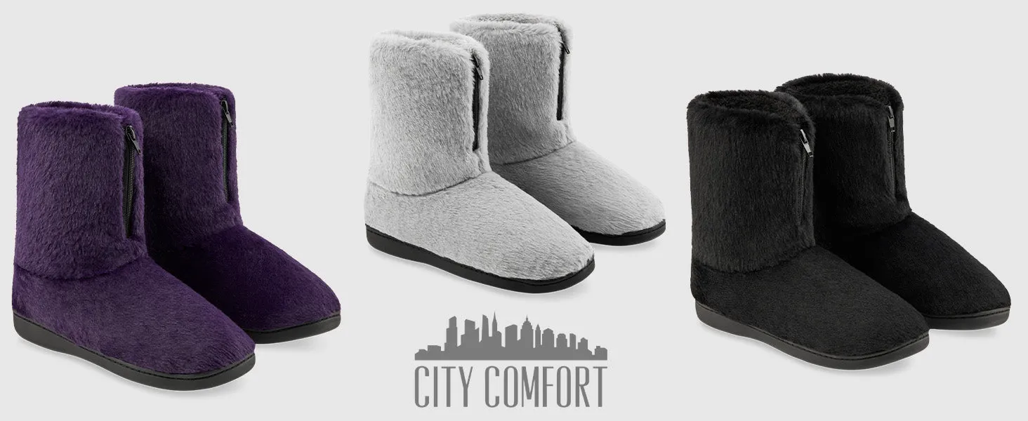 CityComfort Womens Slippers - Fluffy Boot Slippers