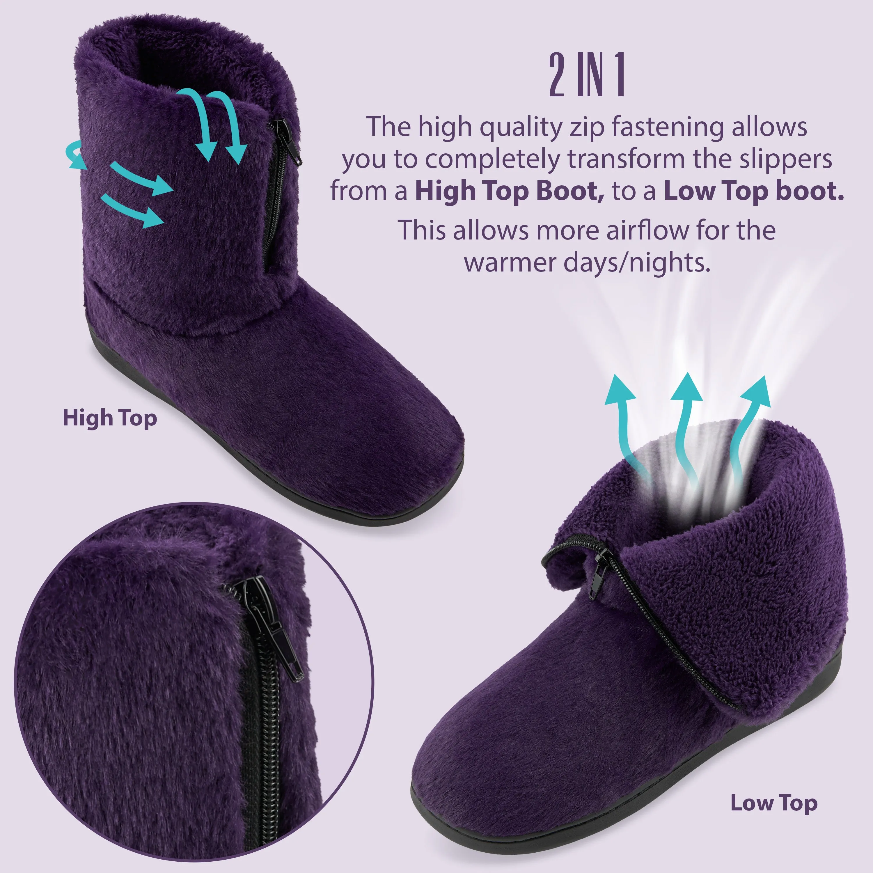 CityComfort Womens Slippers - Fluffy Boot Slippers