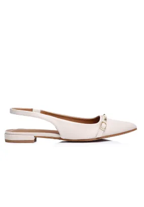 Clara Pointed Toe Ballerina & Flats (Beige)