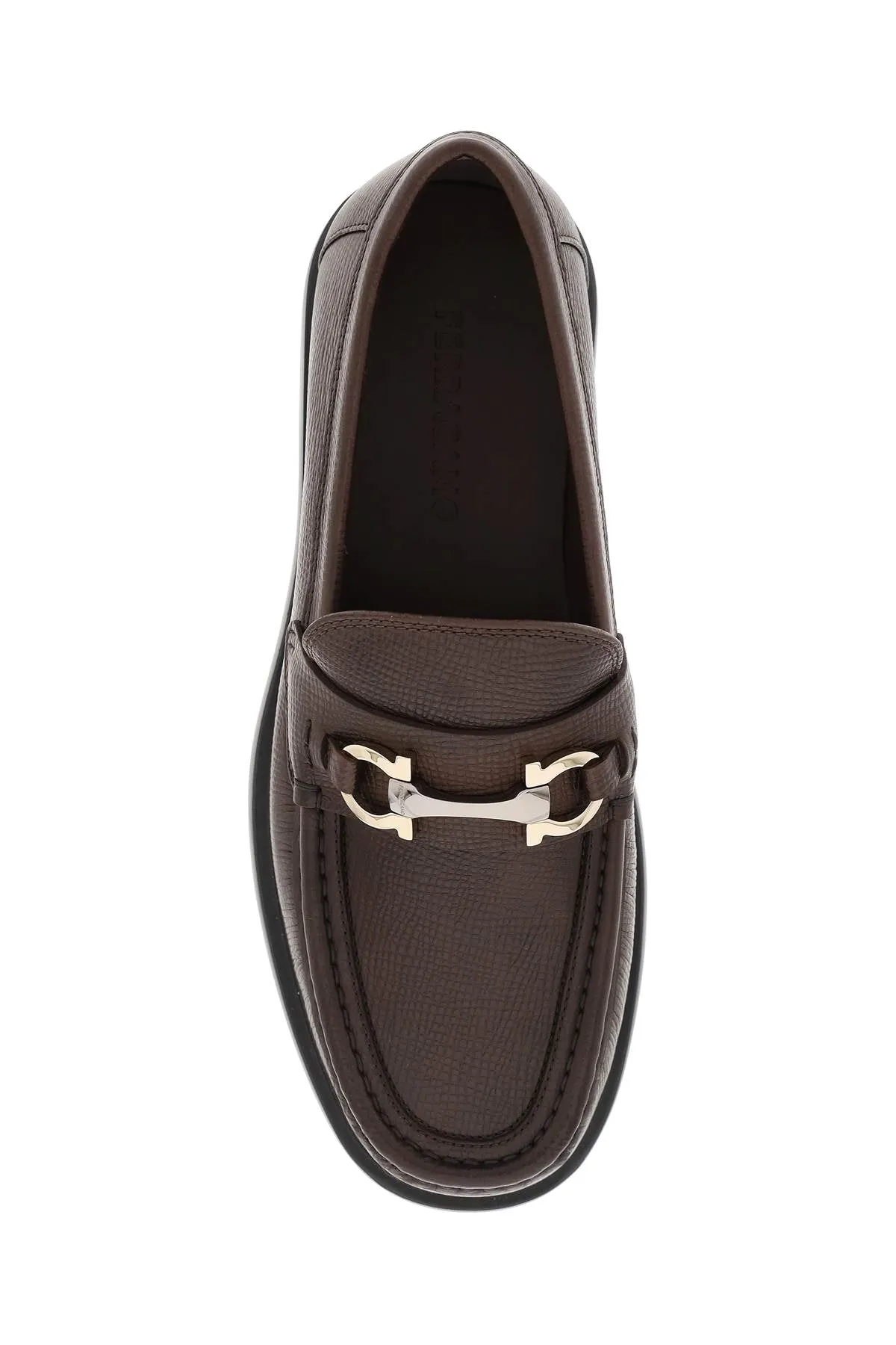 embossed leather loafers with g