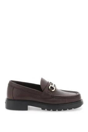 embossed leather loafers with g