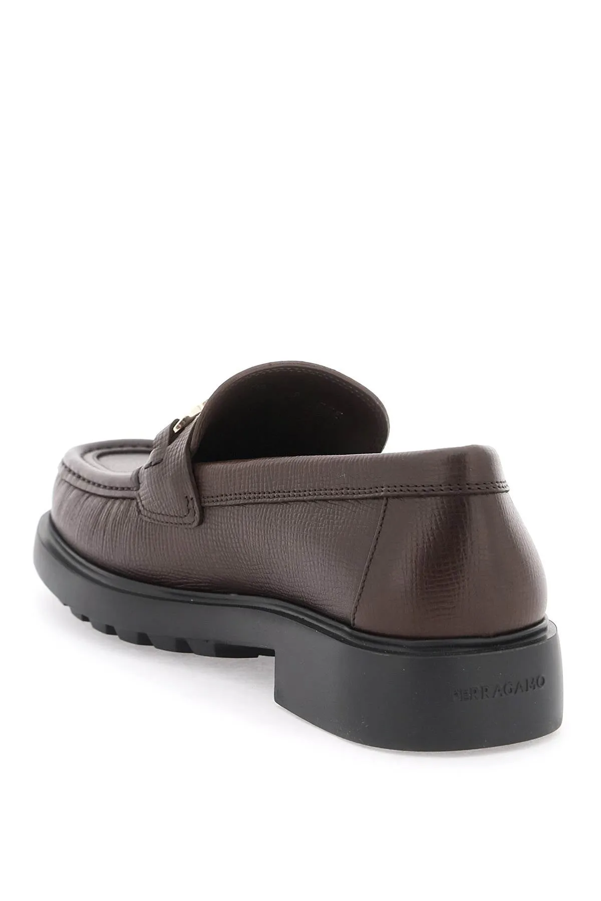embossed leather loafers with g
