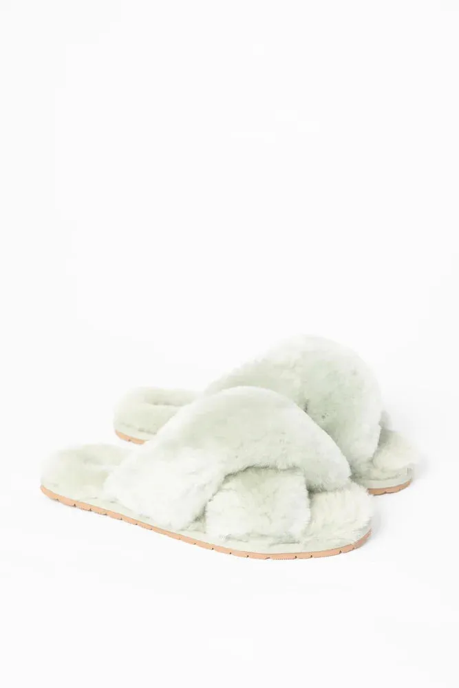 Fluffy Slipper - Sage Green