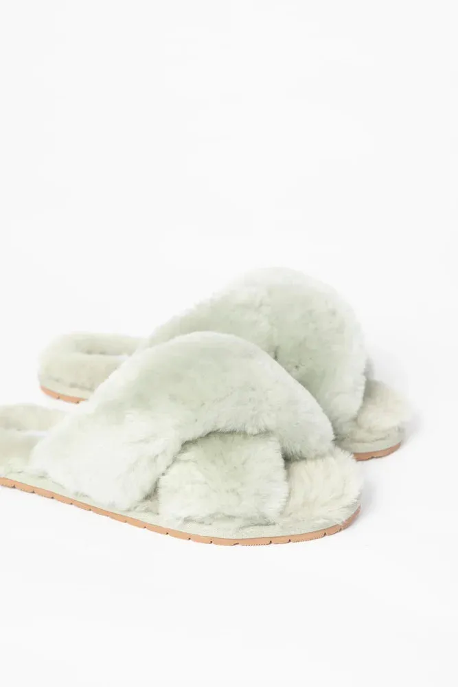 Fluffy Slipper - Sage Green