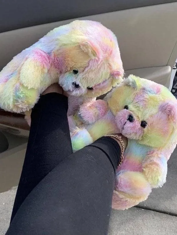 Fluffy Teddy Bear Slippers