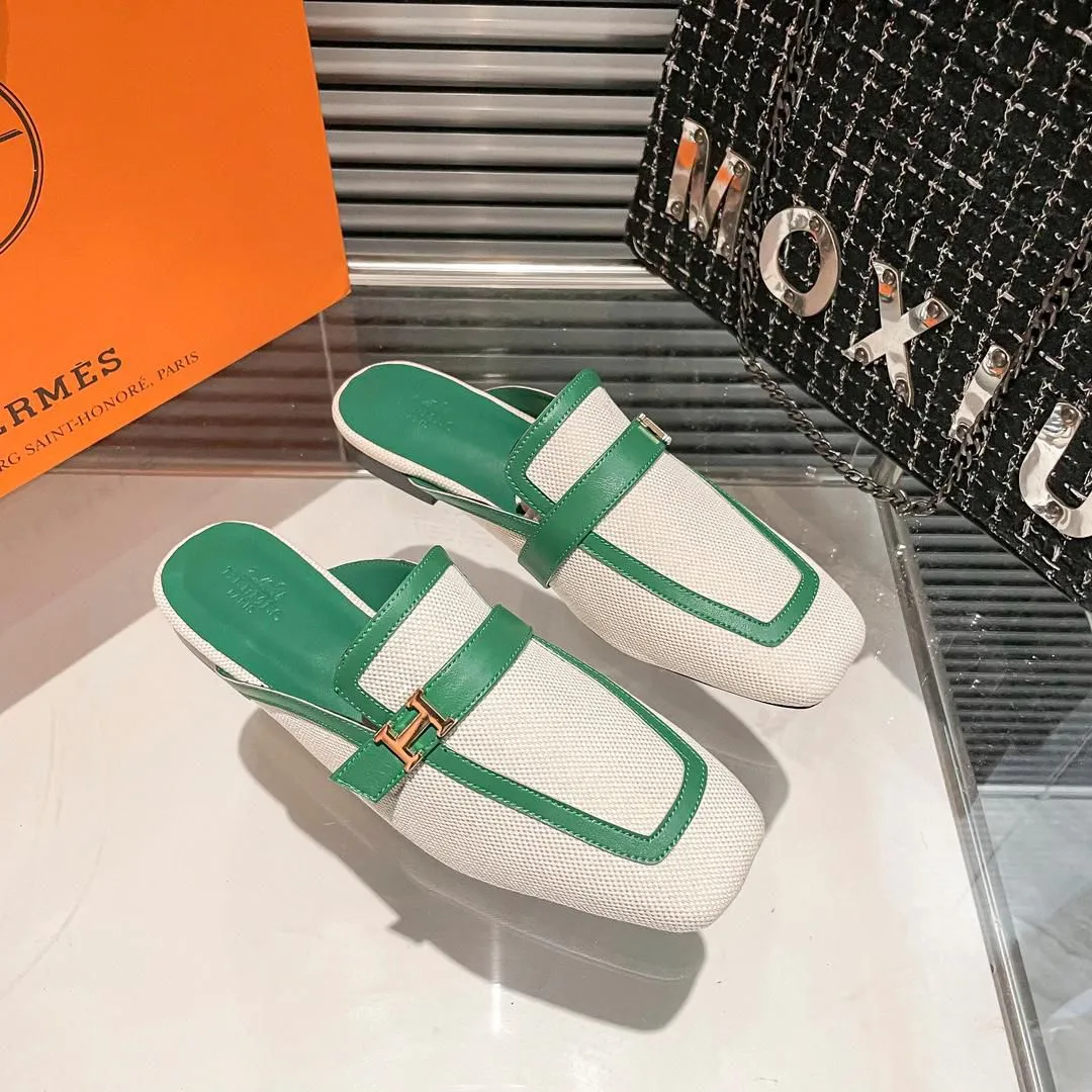 H Goatskin Leather Loafer Shoes For Women
