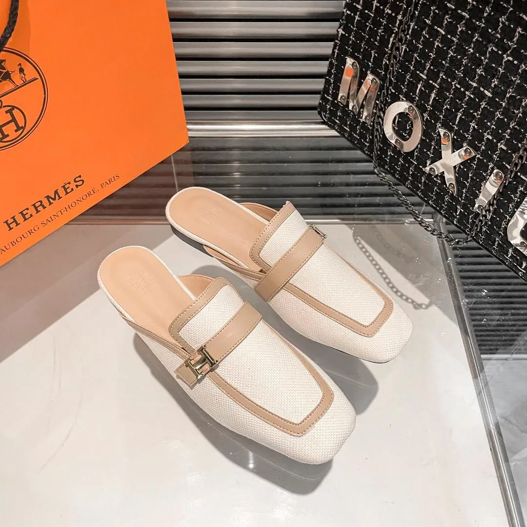 H Goatskin Leather Loafer Shoes For Women