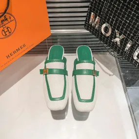 H Goatskin Leather Loafer Shoes For Women