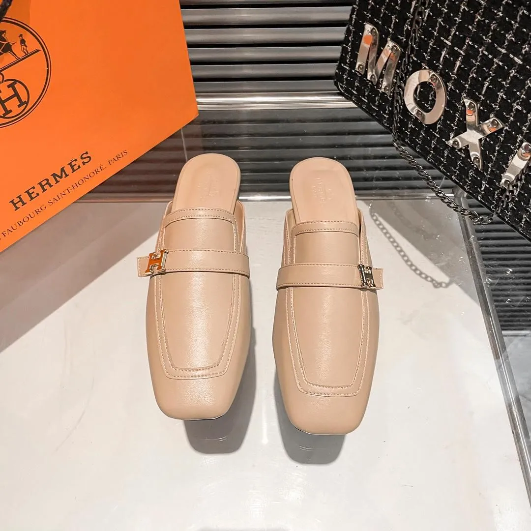 H Goatskin Leather Loafer Shoes For Women