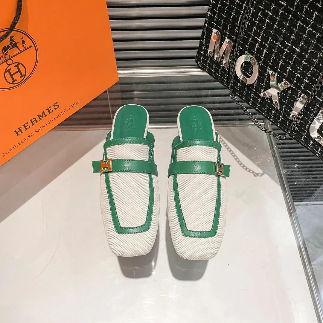 H Goatskin Leather Loafer Shoes For Women