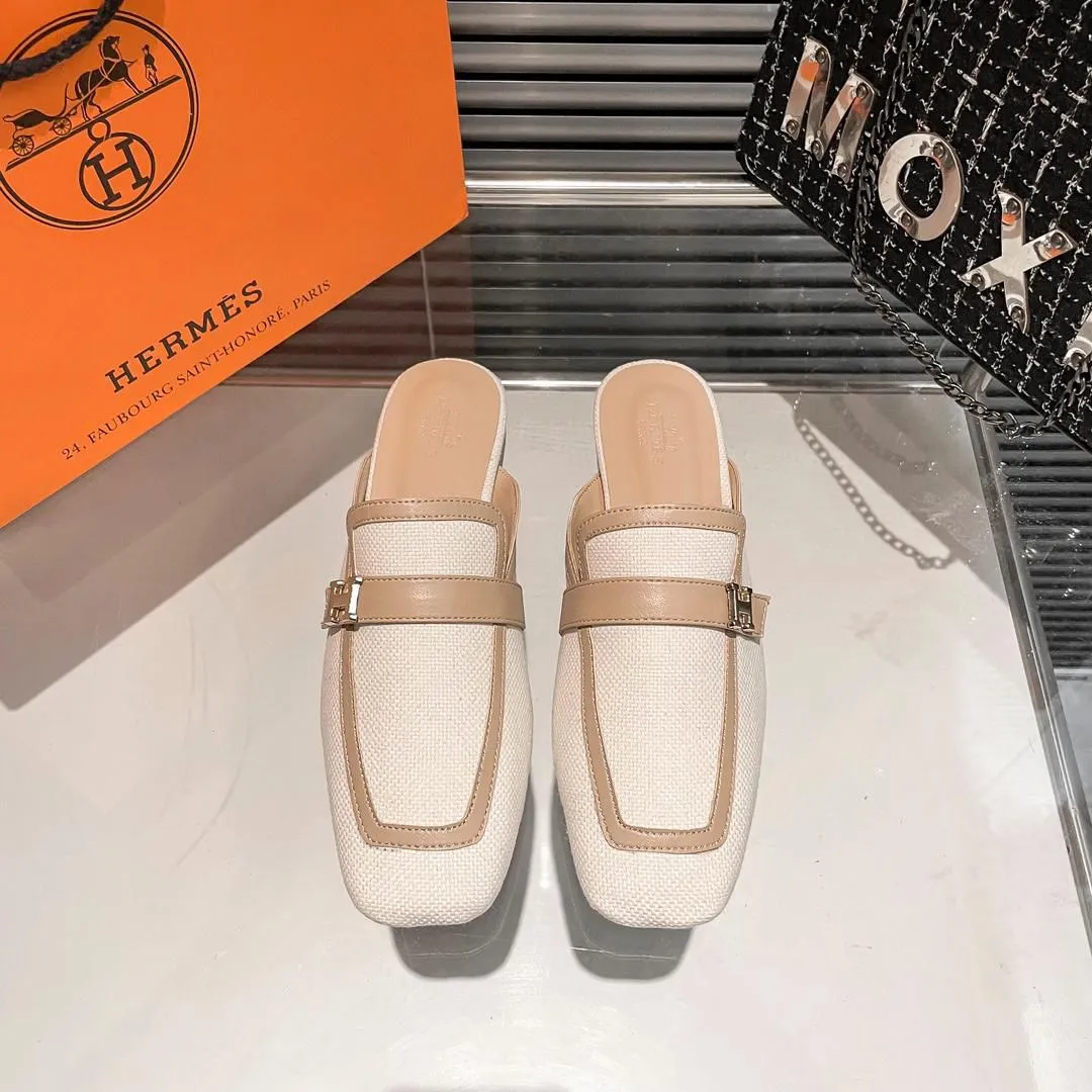 H Goatskin Leather Loafer Shoes For Women