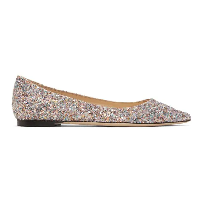 Jimmy Choo Multicolor Glitter Romy Flats