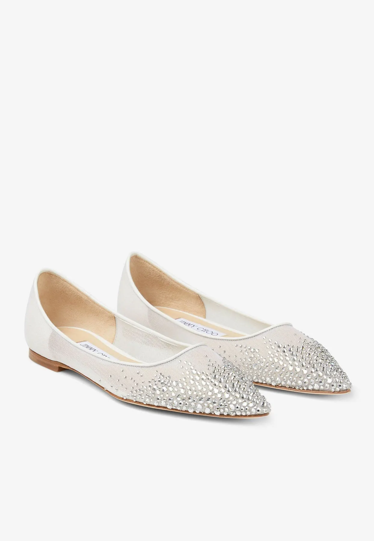 Love Flat Crystal Mesh Pointed-Toe Flats