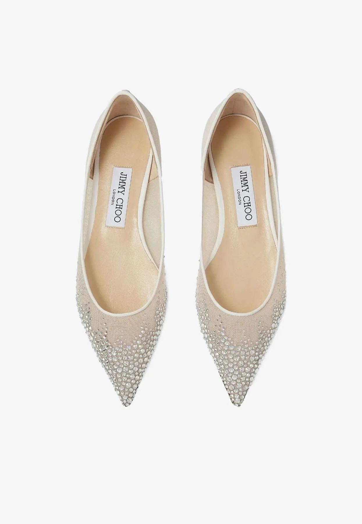 Love Flat Crystal Mesh Pointed-Toe Flats