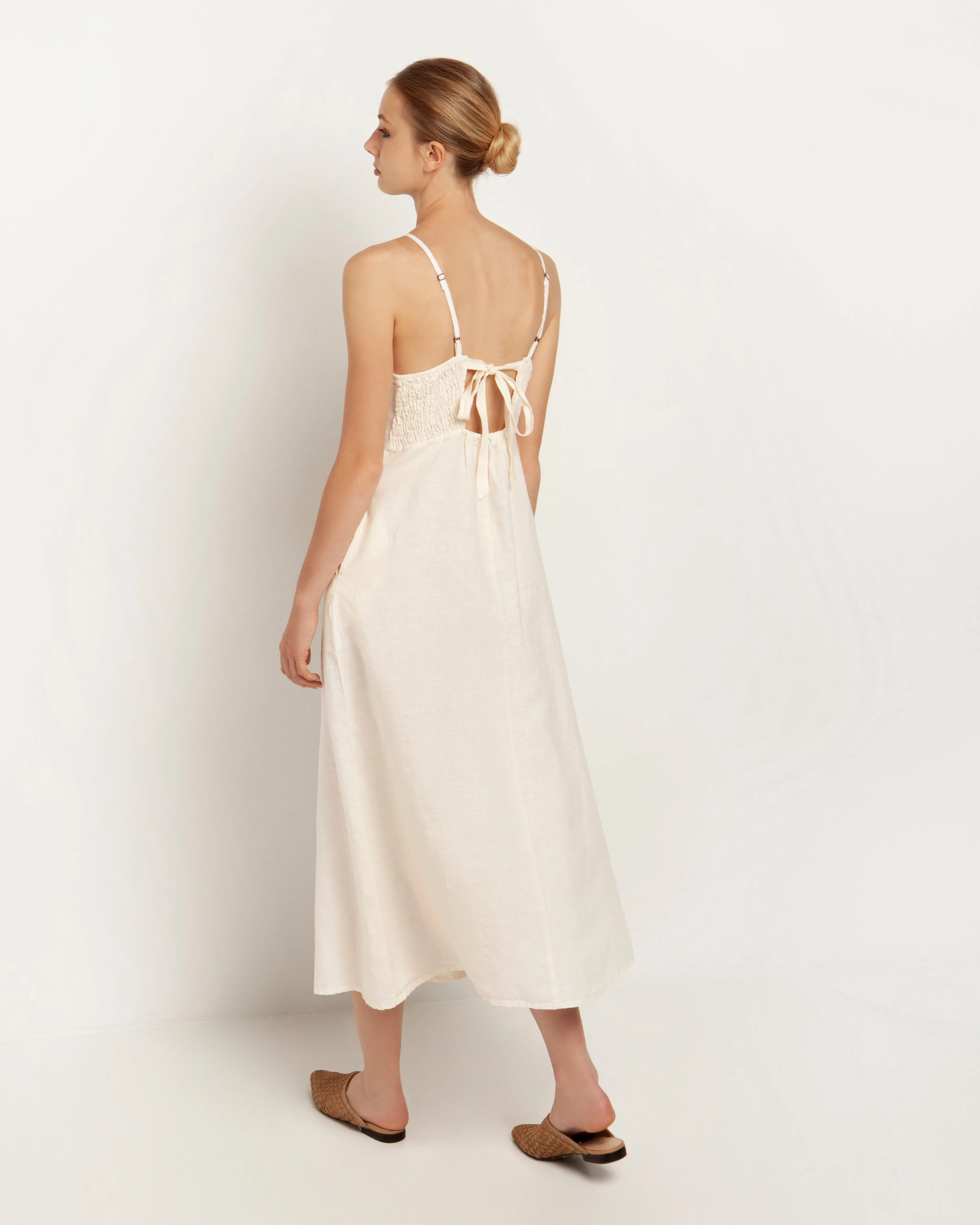 Midi Embroidered Strappy Dress
