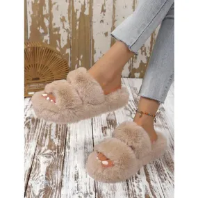 Plain Color Minimalist Fluffy Slippers