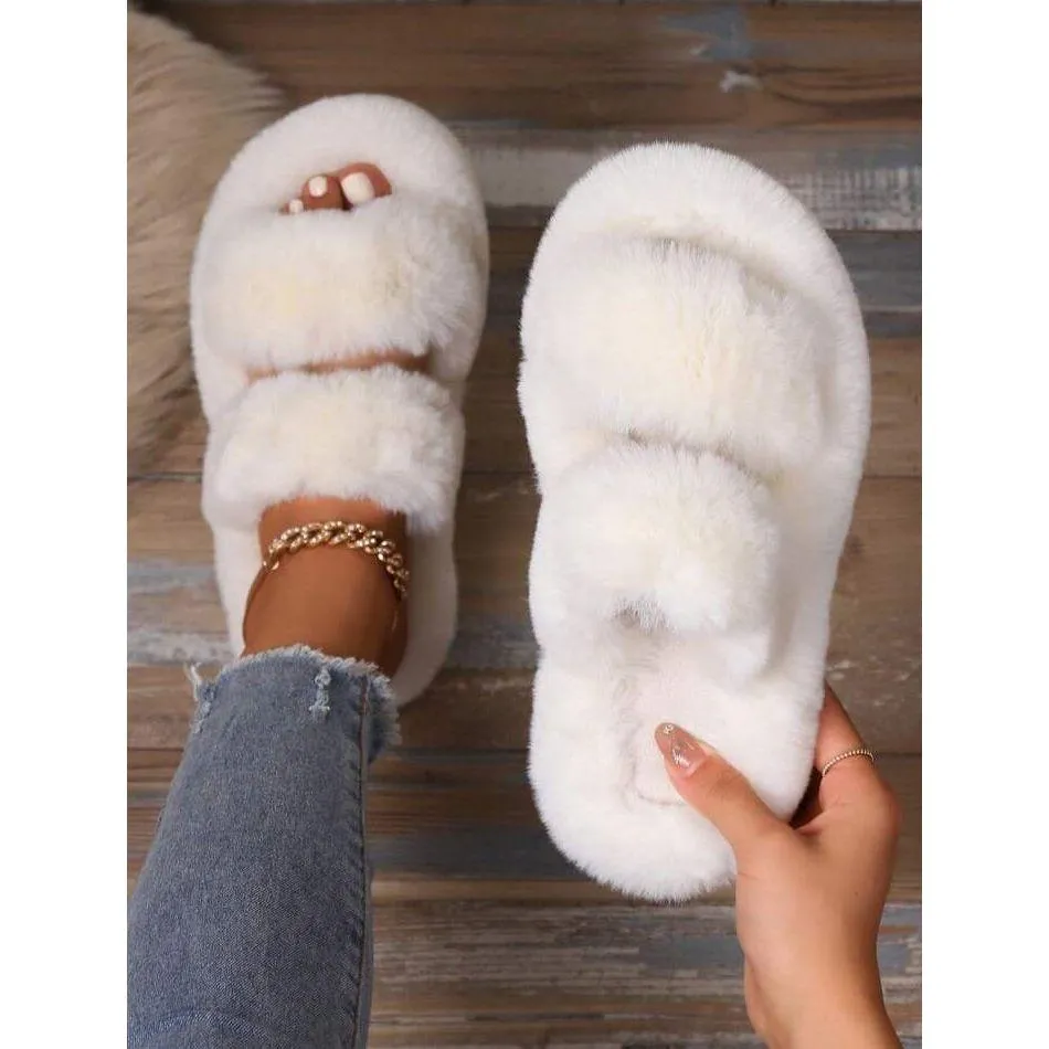 Plain Color Minimalist Fluffy Slippers