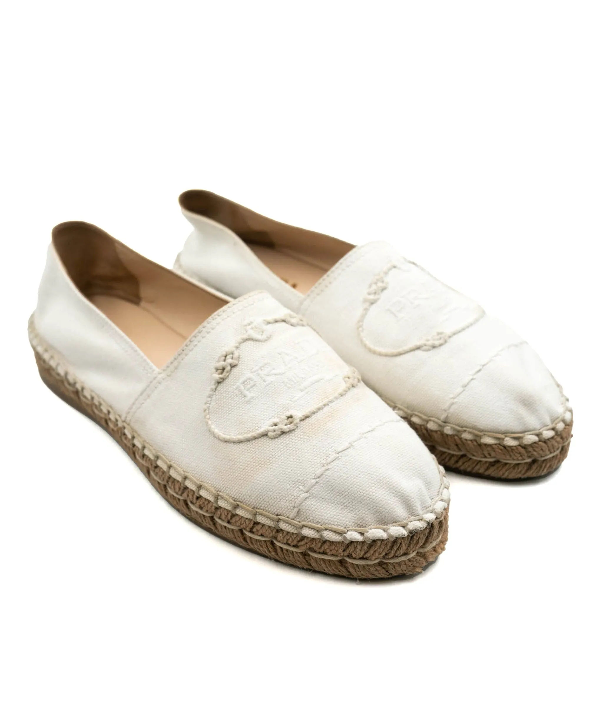 Prada Cotton Embroidered Logo Espadrilles Size 37 - AWC1873