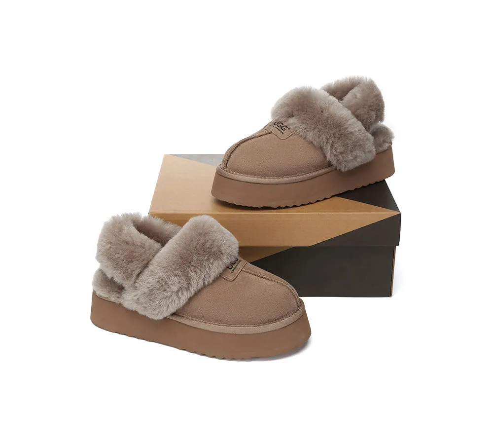 Women Removable Wool Strap Slingback Platform Slippers Suzie
