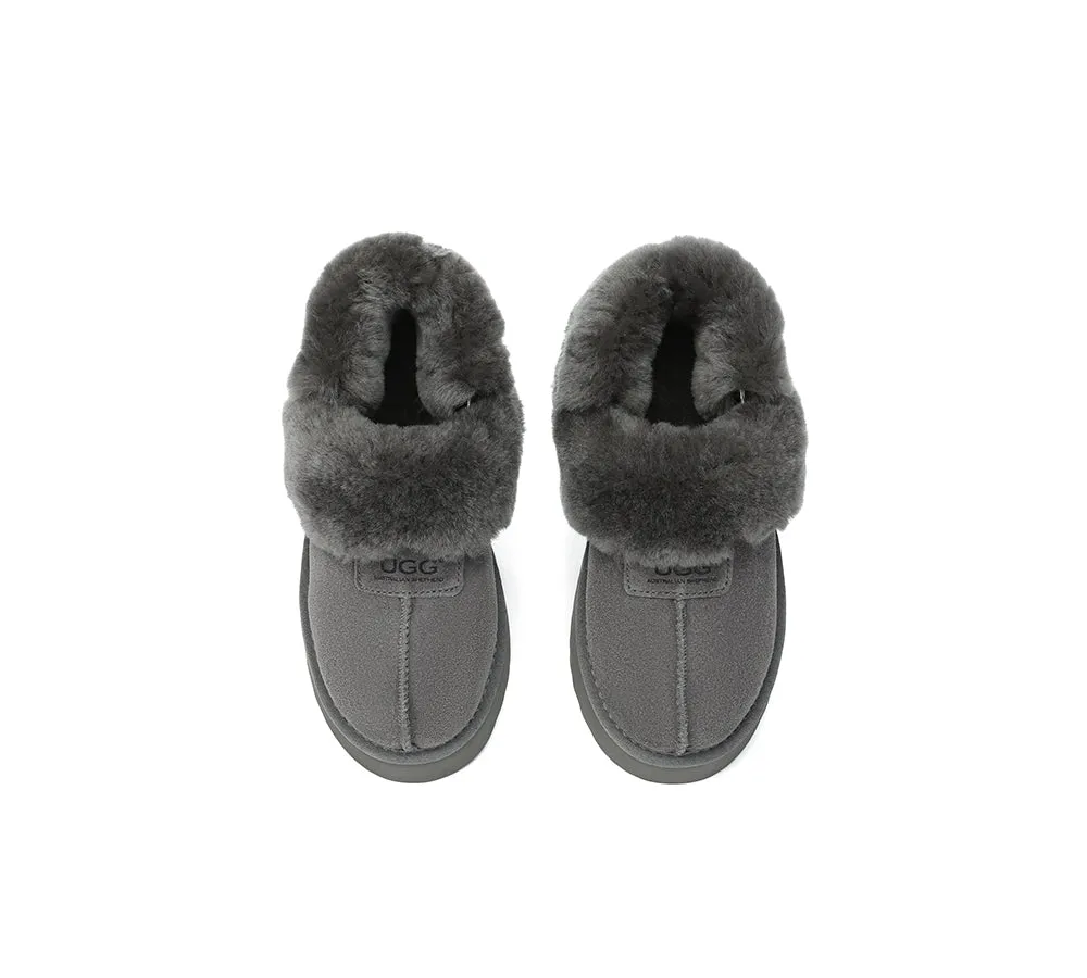 Women Removable Wool Strap Slingback Platform Slippers Suzie