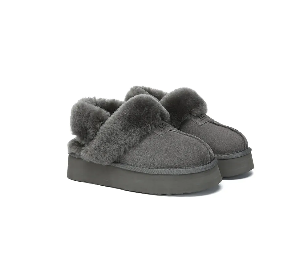 Women Removable Wool Strap Slingback Platform Slippers Suzie