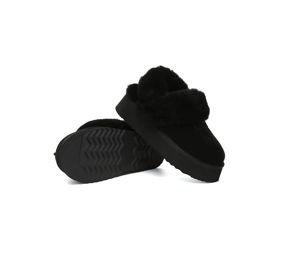 Women Removable Wool Strap Slingback Platform Slippers Suzie