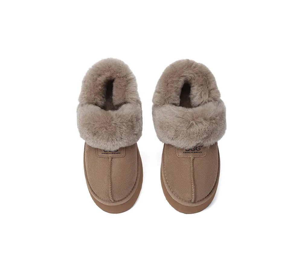 Women Removable Wool Strap Slingback Platform Slippers Suzie