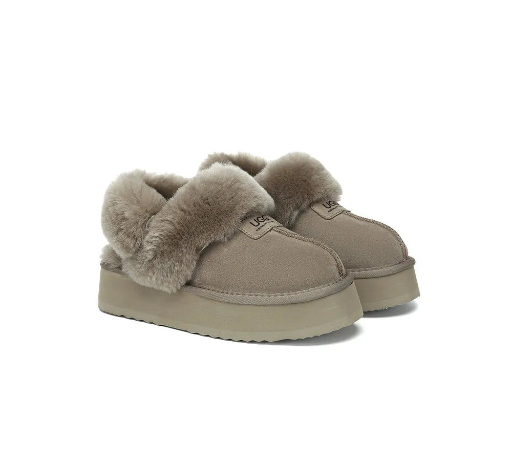 Women Removable Wool Strap Slingback Platform Slippers Suzie