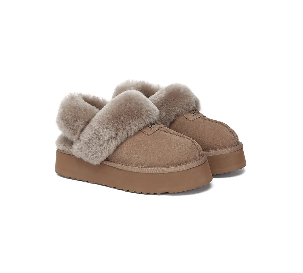 Women Removable Wool Strap Slingback Platform Slippers Suzie