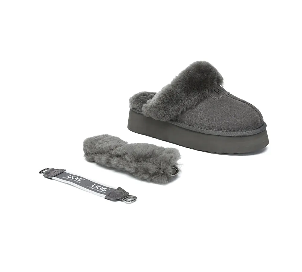 Women Removable Wool Strap Slingback Platform Slippers Suzie