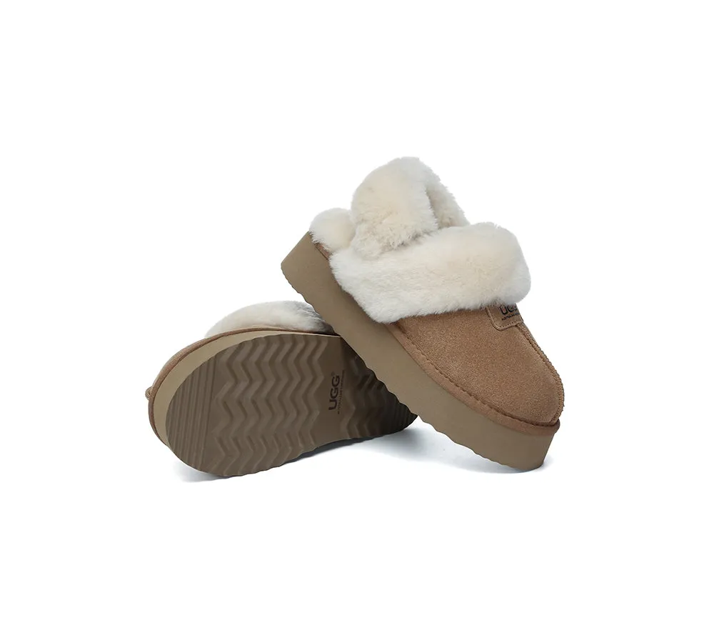 Women Removable Wool Strap Slingback Platform Slippers Suzie