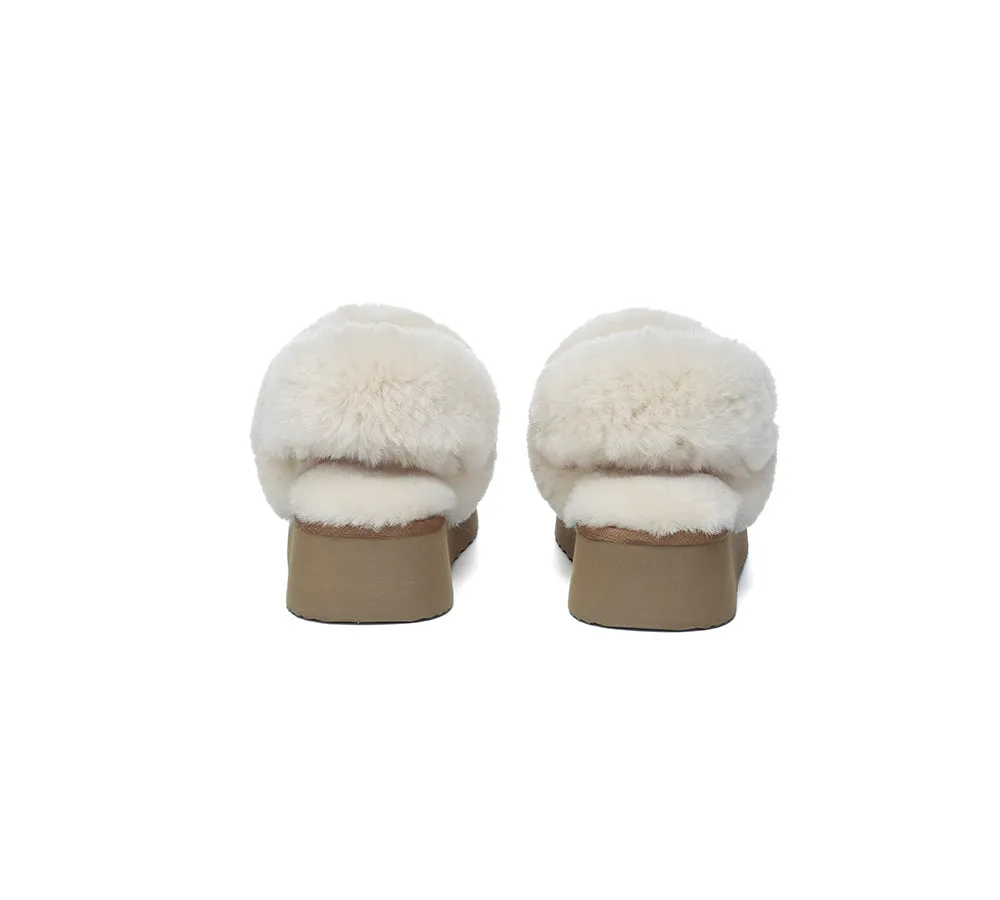 Women Removable Wool Strap Slingback Platform Slippers Suzie