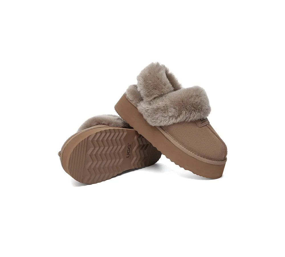 Women Removable Wool Strap Slingback Platform Slippers Suzie