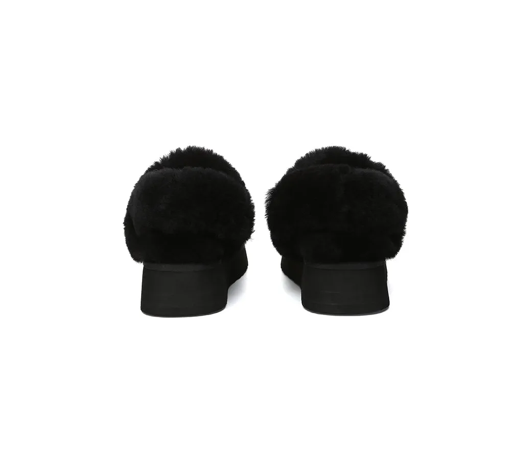 Women Removable Wool Strap Slingback Platform Slippers Suzie