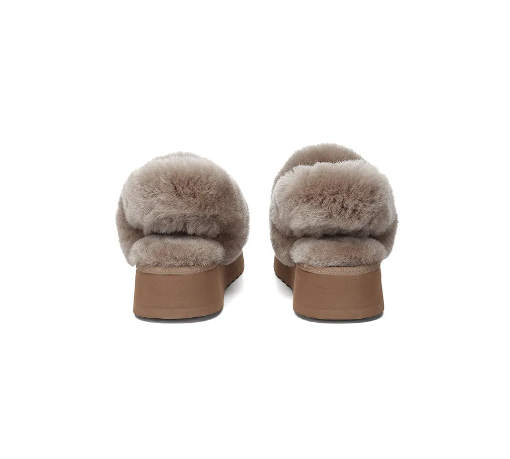 Women Removable Wool Strap Slingback Platform Slippers Suzie