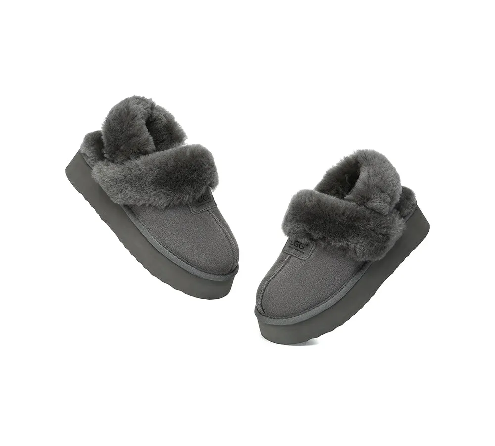 Women Removable Wool Strap Slingback Platform Slippers Suzie