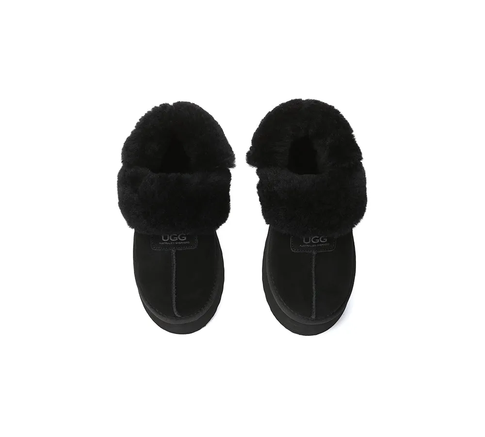 Women Removable Wool Strap Slingback Platform Slippers Suzie
