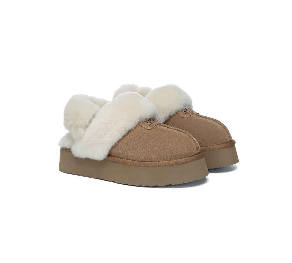 Women Removable Wool Strap Slingback Platform Slippers Suzie