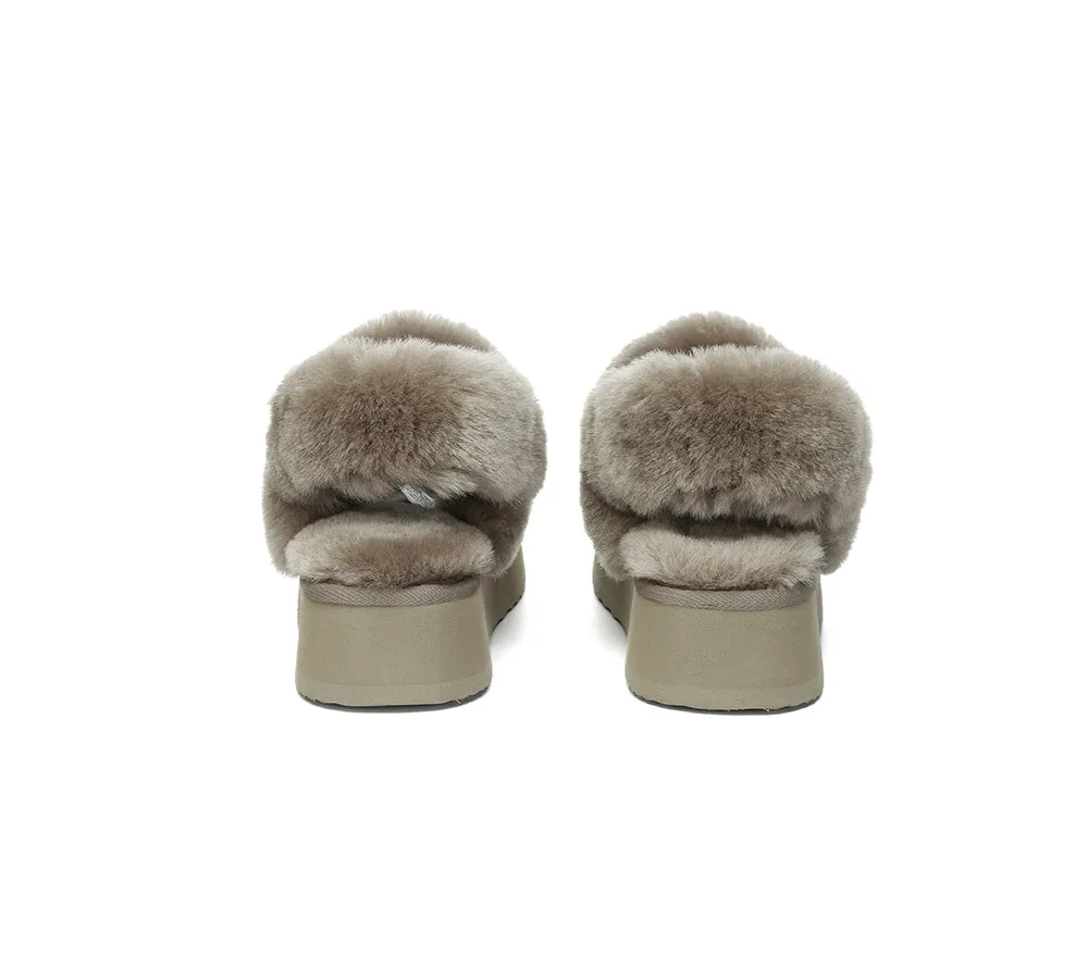 Women Removable Wool Strap Slingback Platform Slippers Suzie
